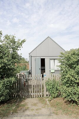 Lauben der Kleingartenanlage auf der Erba Insel Bamberg