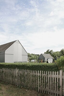 Lauben der Kleingartenanlage auf der Erba Insel Bamberg