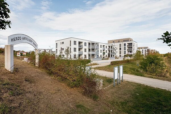 Blick auf die Wohnanlage Herzo Base in Herzogenaurach